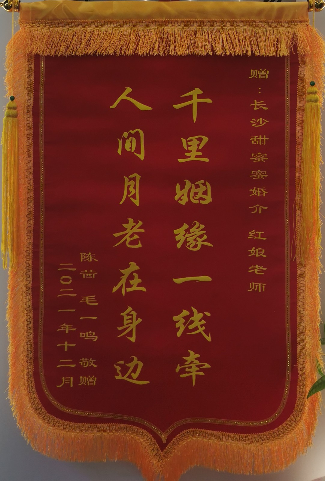 (又又收到了)今天婚介所收到了一面錦旗